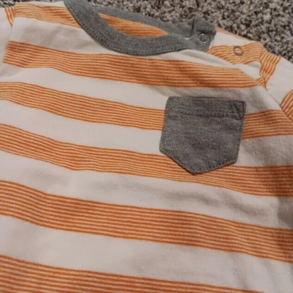 Circo Long Sleeve One Piece 3-6M, 100% Cotton Orange Striped